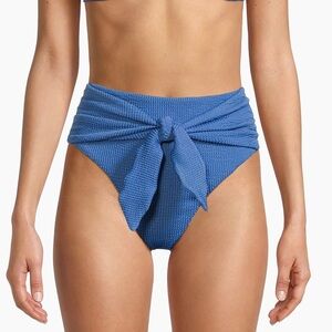$158 Veronica Beard Women's Blue Azoia Crinkle Front Tie Bottom Swimwear Size S
